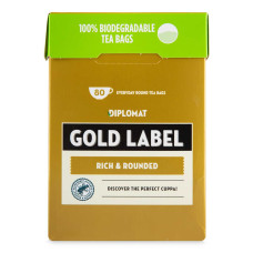 Англійський чорний чай Diplomat Gold Label, 80 пакетиків, 250 гр