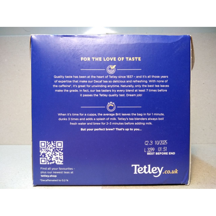 Англійський чорний чай Tetley Decaf, 160 пакетиків, 500 гр